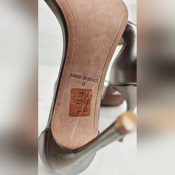 BCBGMAXAZRIA Lucy Pewter‎ Stiletto Sandal Heel NEW IN BOX SIZE 9.5 - Picture 9 of 10